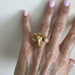 18K Gold pl ring with agate. NWOT